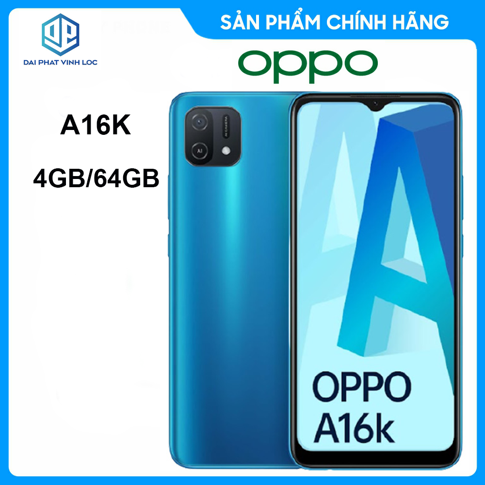 Điện thoại Oppo A16K (4GB/64GB) -Hàng Chính Hãng, Mới 100% | Bảo Hành 12 Tháng - Mới Nguyên Seal - Điện Thoại Giá Rẻ
