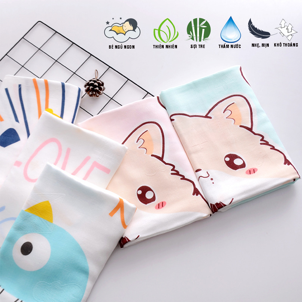 Chăn đũi cho bé từ sơ sinh đến tiểu học chất liệu sợi tre thiên nhiên và sợi Cotton, loại siêu mềm mịn, KT: 110x110cm, Bamboo Home - hàng chính hãng BBH09