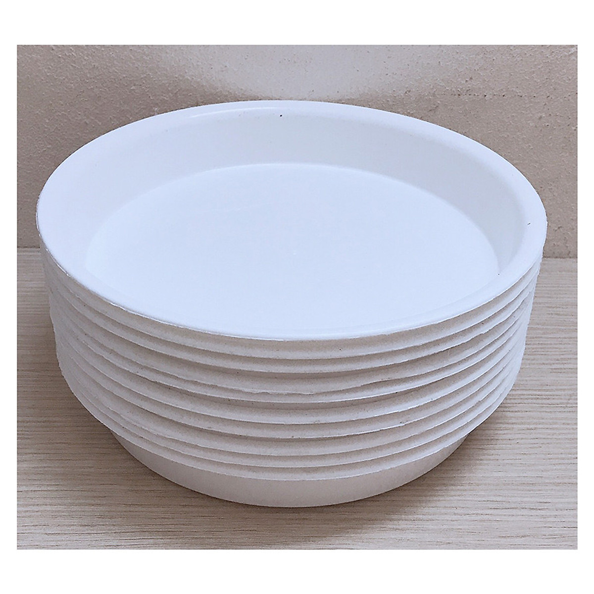 10 Khay Đĩa Nhựa Lót Đế Chậu D200 - Màu Trắng