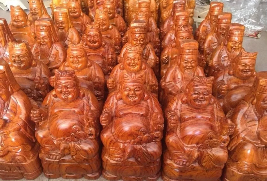 Tượng thần tài thổ địa gỗ hương nguyên khối cao 30 cm
