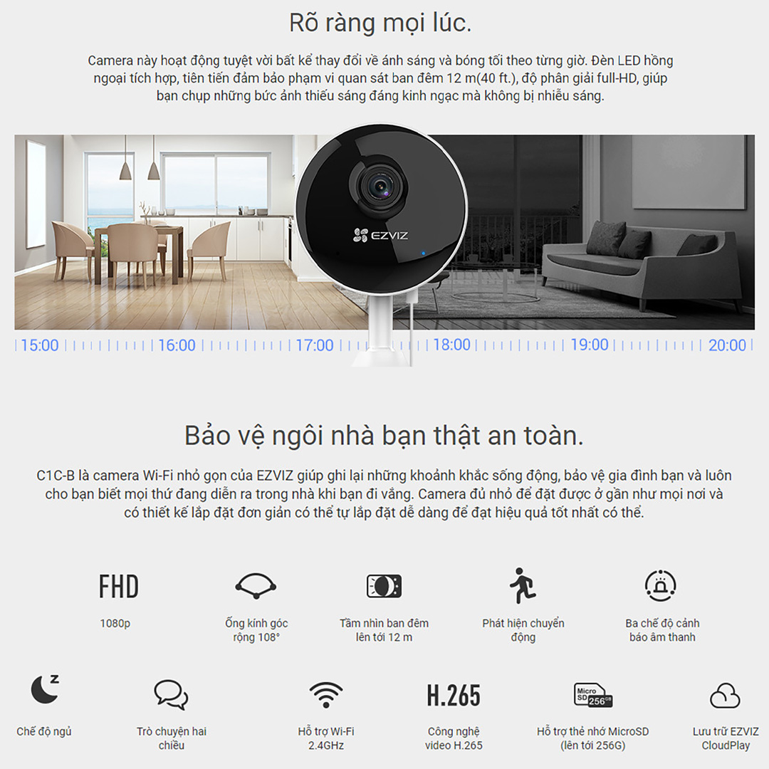 Hình ảnh Camera IP Wifi Trong Nhà Ezviz Mini CS-C1C-B 1080p - Hàng Chính Hãng