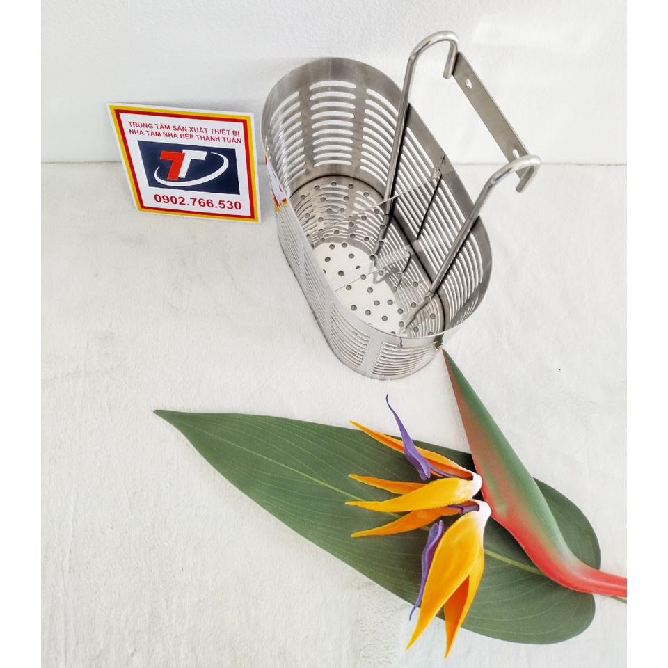 Ống đũa đôi hình oval inox SUS 304 có 2 ngăn tiện lợi, TT-049