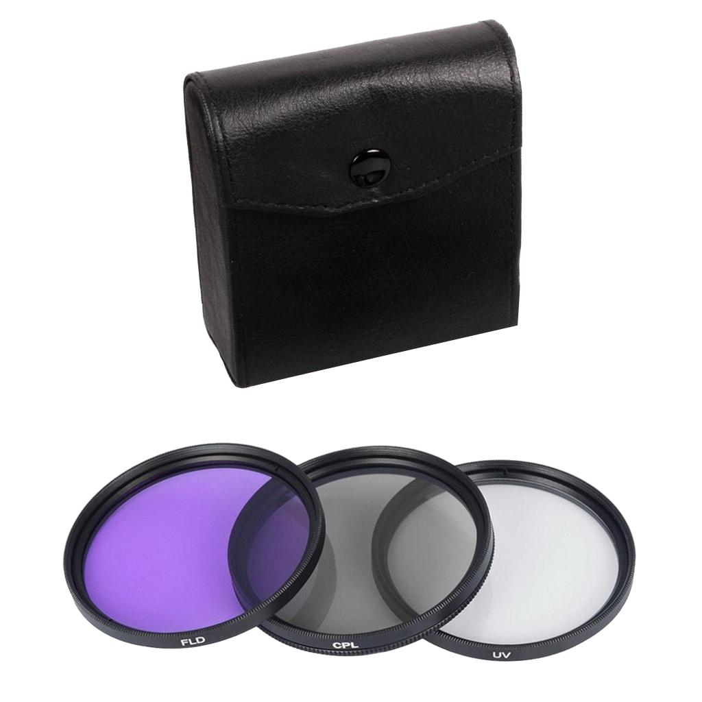 77mm Lens Filter Kits UV+CPL+FLD with Protective Bag for Canon Camera