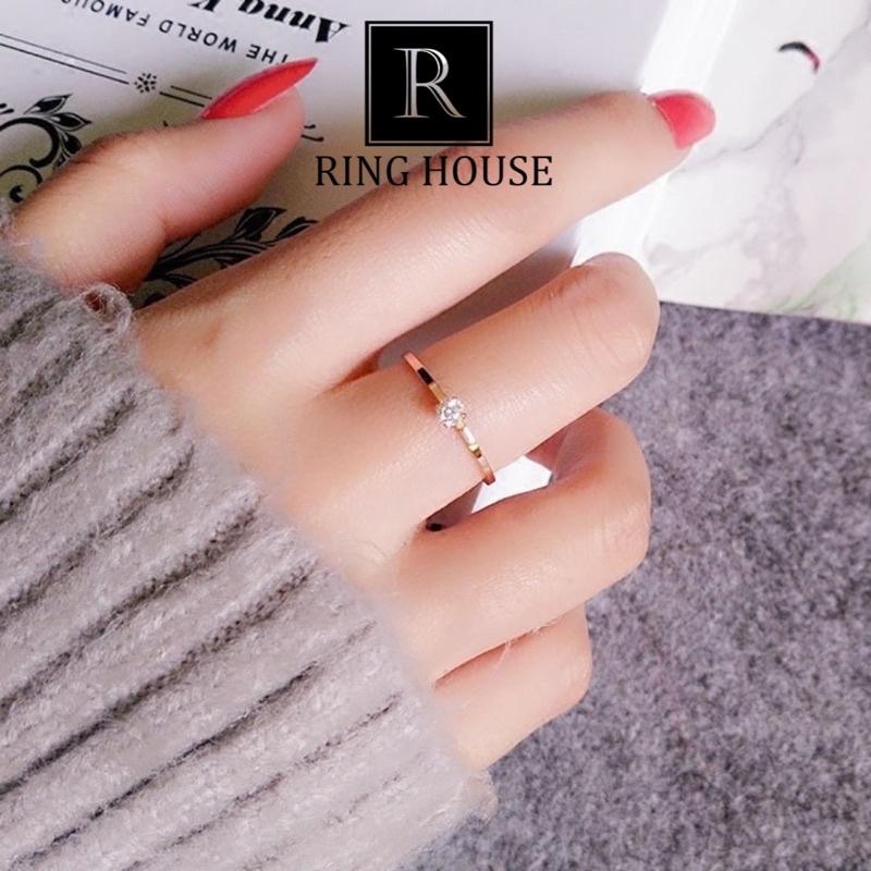 (Titan) Nhẫn Nữ Titan Siêu Mảnh Đính Ngọc Đẹp Ring House