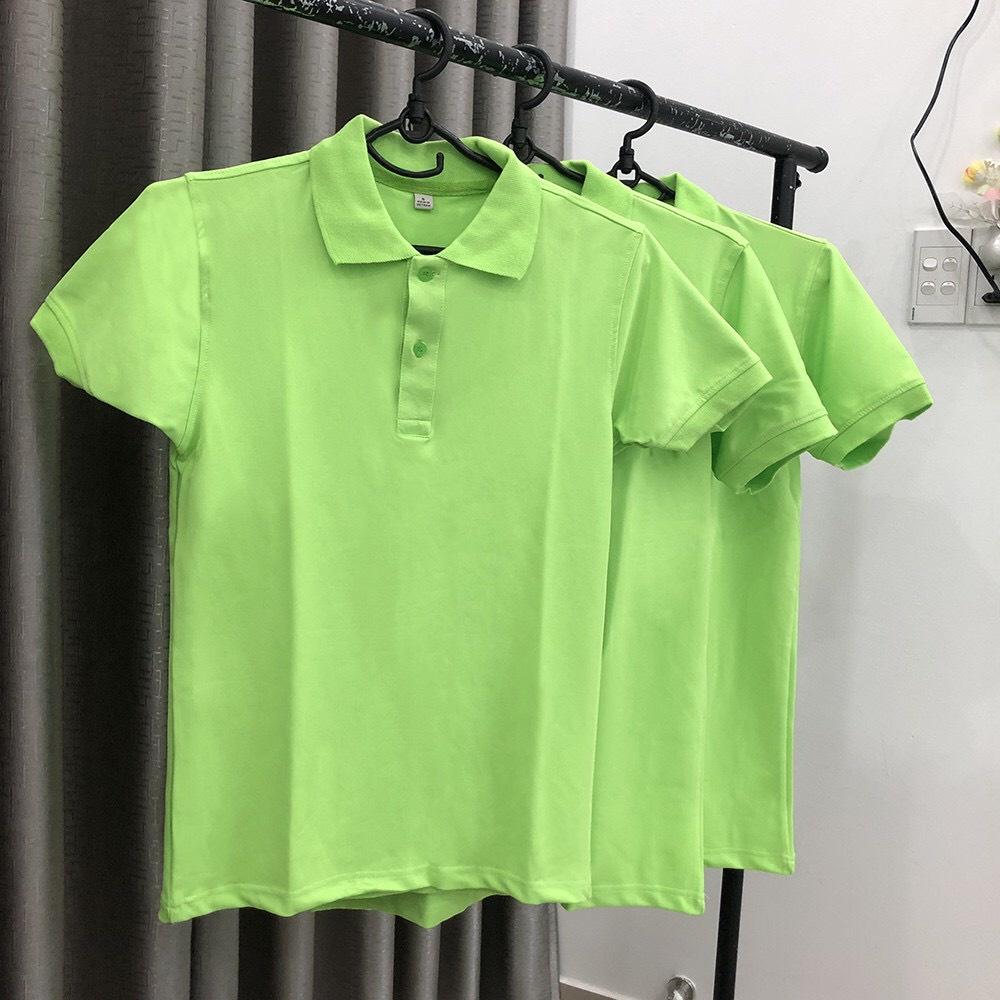 Áo Thun Có Cổ Vải Poli Thái Co Giãn 4 Chiều Nam, Nữ Màu Xanh Chuối