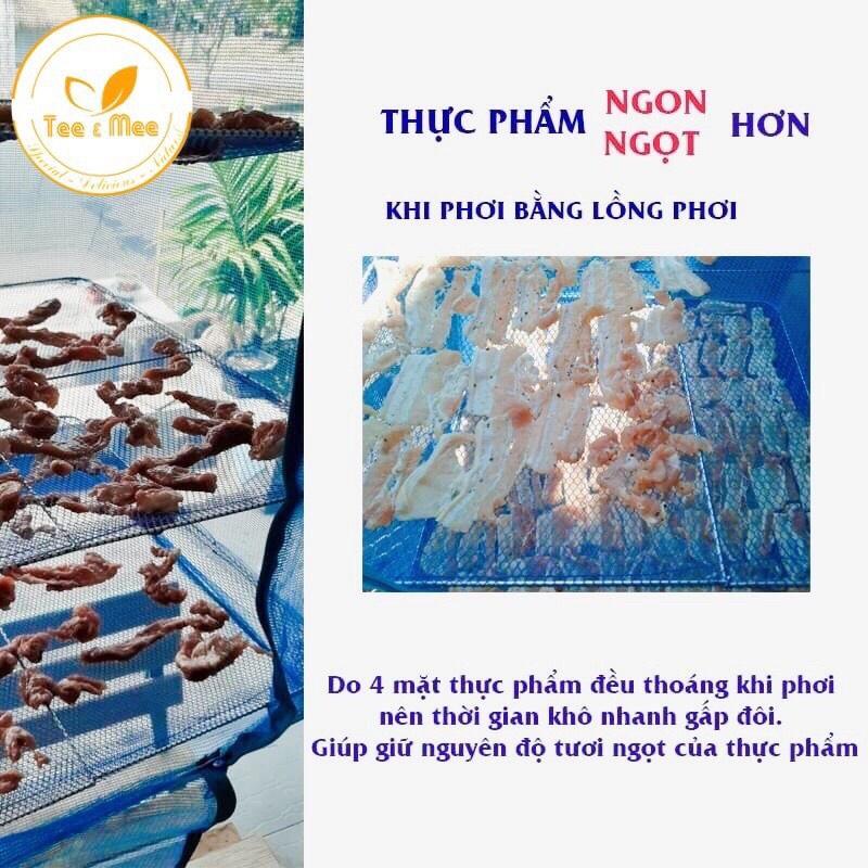 Lồng lưới phơi thực phẩm 4 tầng xếp gọn, Lồng phơi khô, rau củ tránh ruồi chống côn trùng