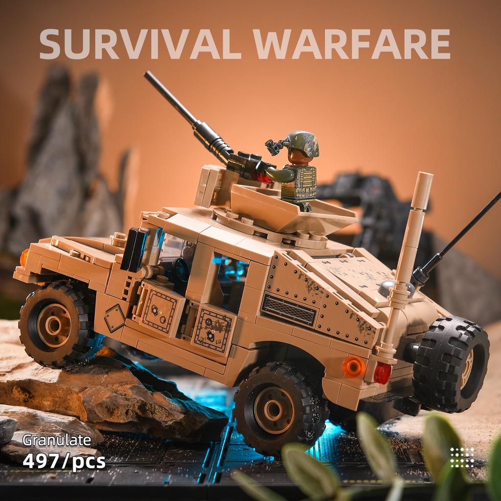 Đồ chơi Lắp ráp xe quân sự Humvee M1114, Sembo Block 207121 Amored Car, Xếp hình thông minh