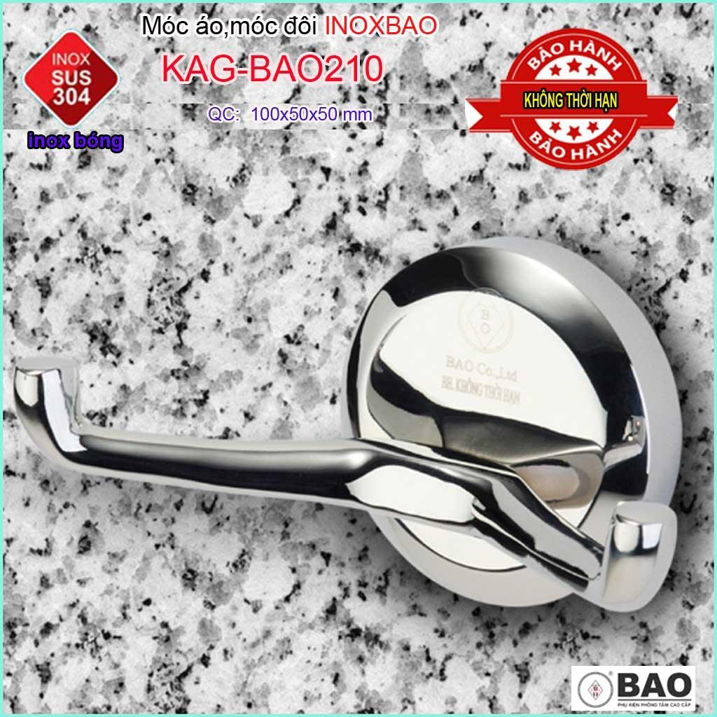 Móc đôi Inox Bảo KAG-BAO210, móc 2 treo đồ nhà tắm SUS304 đế tròn thiết kế tuyệt đẹp sang trọng tinh tế đến từng chi tiế