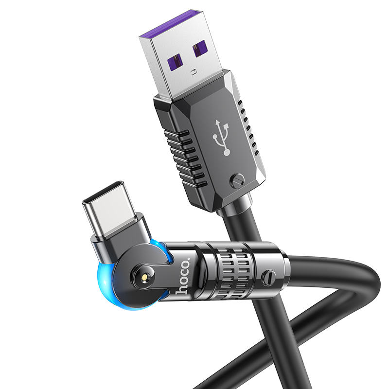 Cáp Sạc USB To Type-C Dành Cho Hoco U118 100W 5A Đầu Xoay 180 Độ Dây Dài 1.2m Hàng Chính Hãng