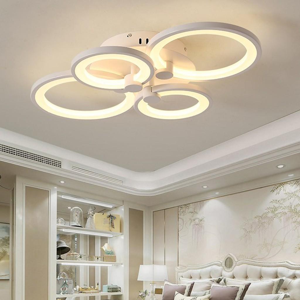 Đèn ốp trần Mica hiện đại 4 cánh tròn MO-917/4 cánh 3 chế độ màu