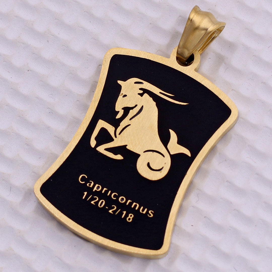 Mặt dây chuyền cung Ma Kết - Capricorn inox vàng kèm vòng cổ dây chuyền inox rắn vàng + móc inox vàng, Cung hoàng đạo