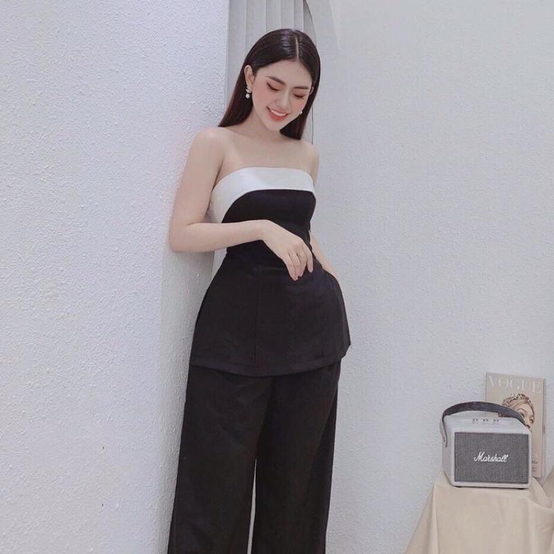 Áo cúp ngực đen viền trắng có size có video thật