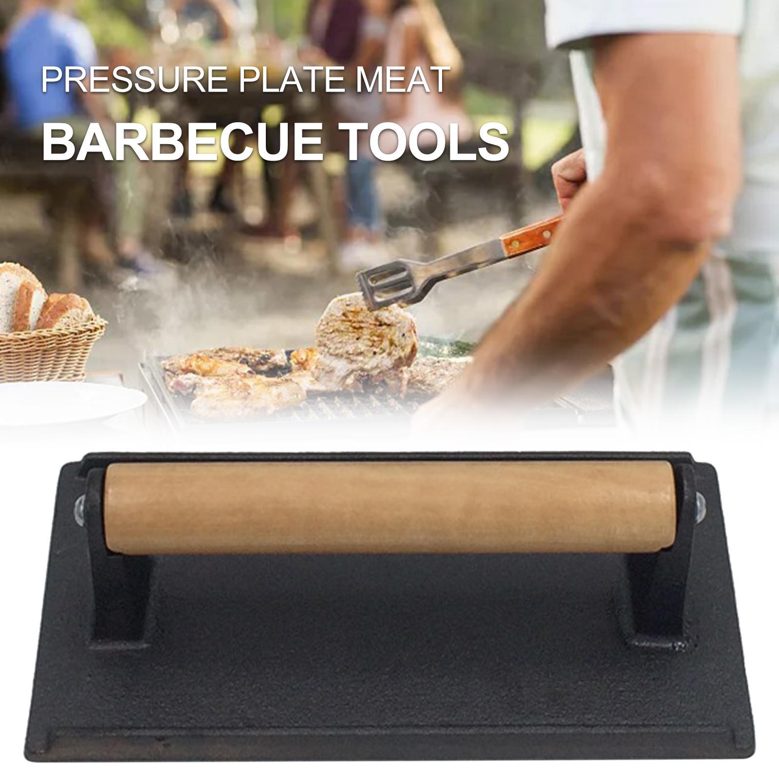 Cast Iron Grill Press Heavy Duty Rectangle Non Stick for Bacon BBQ Steak