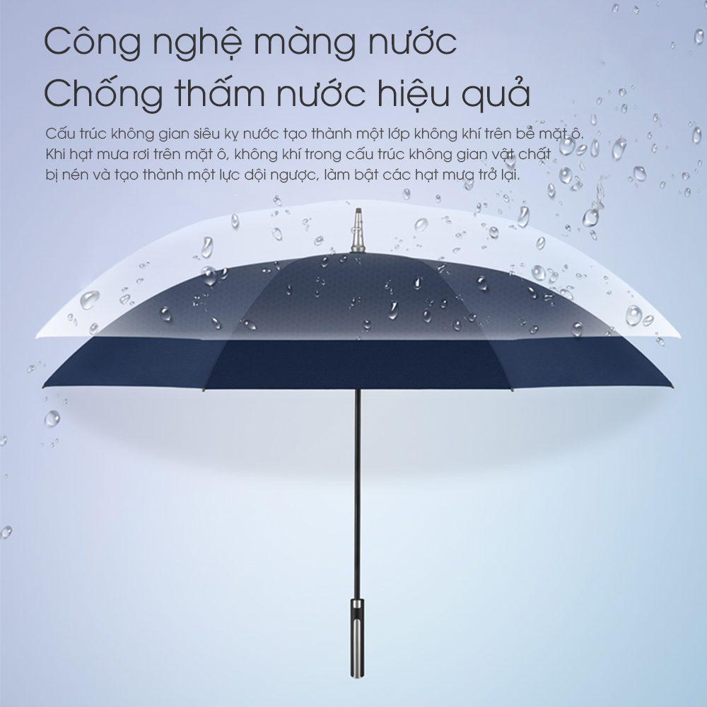 Dù thẳng cao cấp 2 tầng Nason Umbrella Gentle-G302 Tán rộng 30inch Khung, nan sợi thủy tinh bền bỉ Vải siêu chống thấm nước