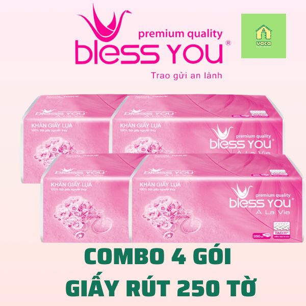 Combo 4 gói giấy lụa rút Bless you 250 tờ Vaca Baby House