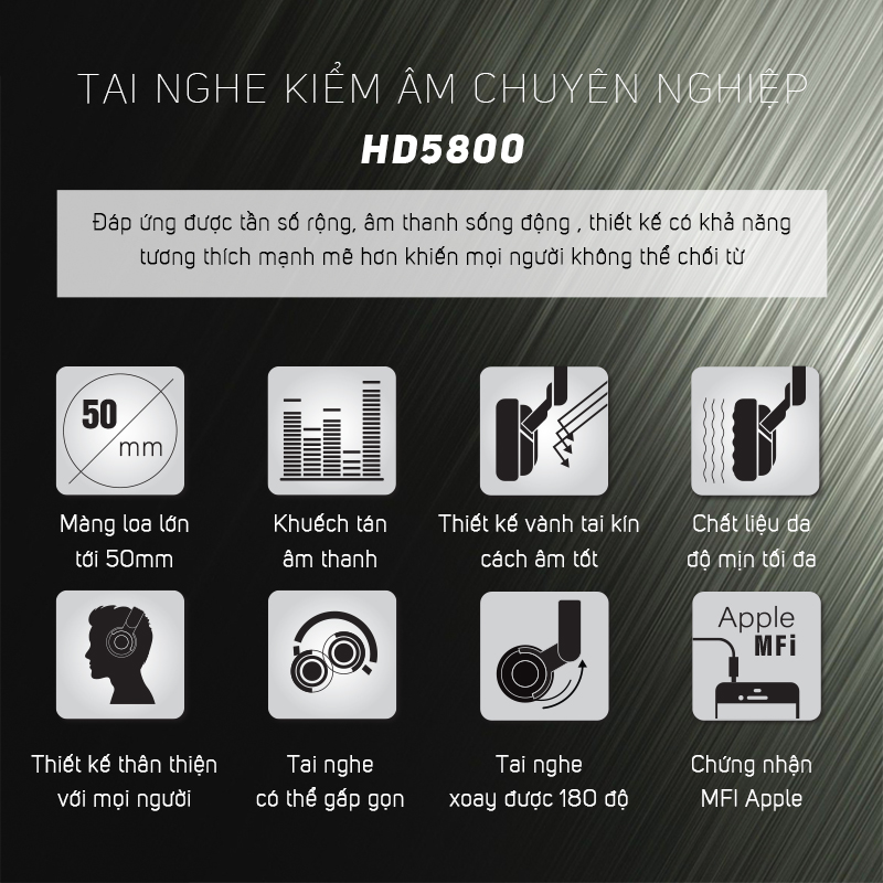 Tai nghe kiểm âm TAKSTAR HD5800 - AVSTAR , tai nghe chụp tai, tai nghe chất lượng cao- hàng chính hãng