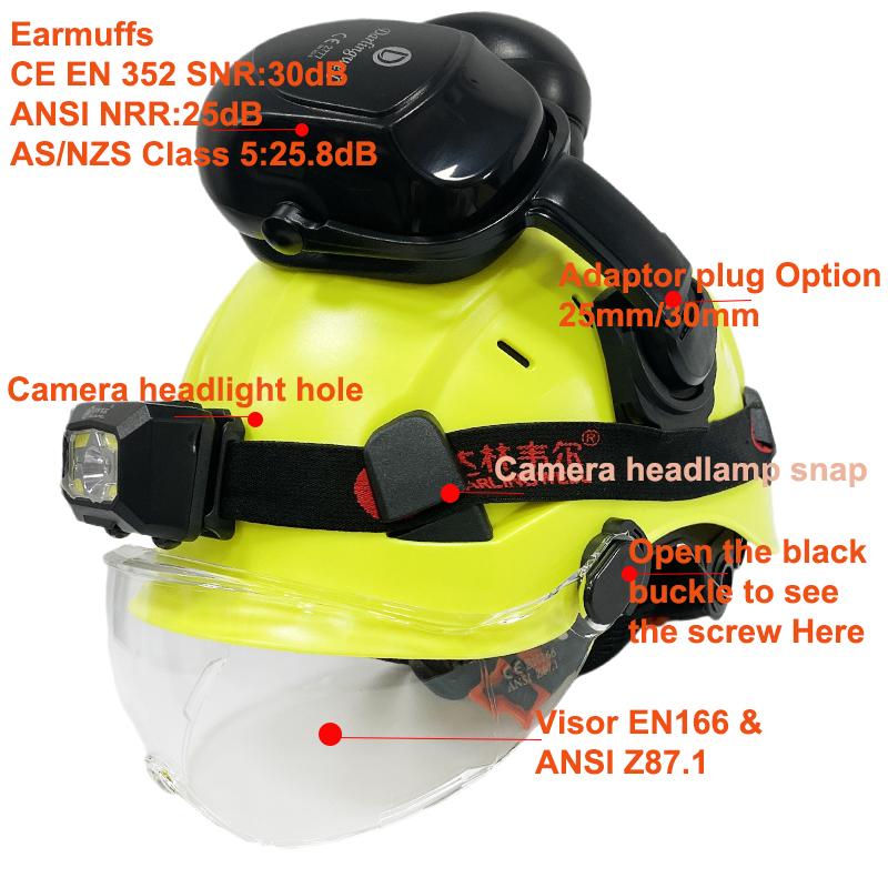 Mũ bảo hiểm an toàn xây dựng với tấm kính che mặt đèn LED CE EN397 ABS HARDHAT ALOFT làm việc ANSI Công việc công nghiệp tại Night Protection