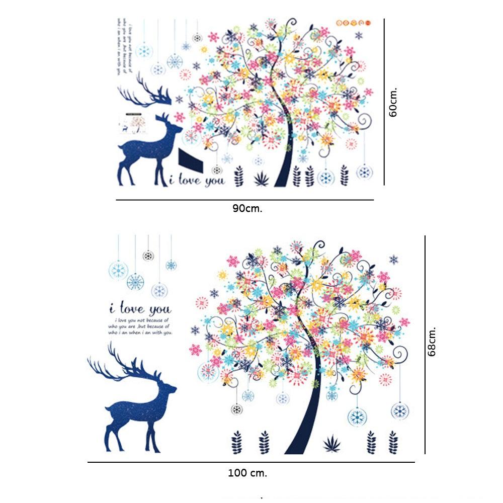 DECAL DÁN TƯỜNG CÂY SAO TUYẾT VÀ HƯƠU XANH