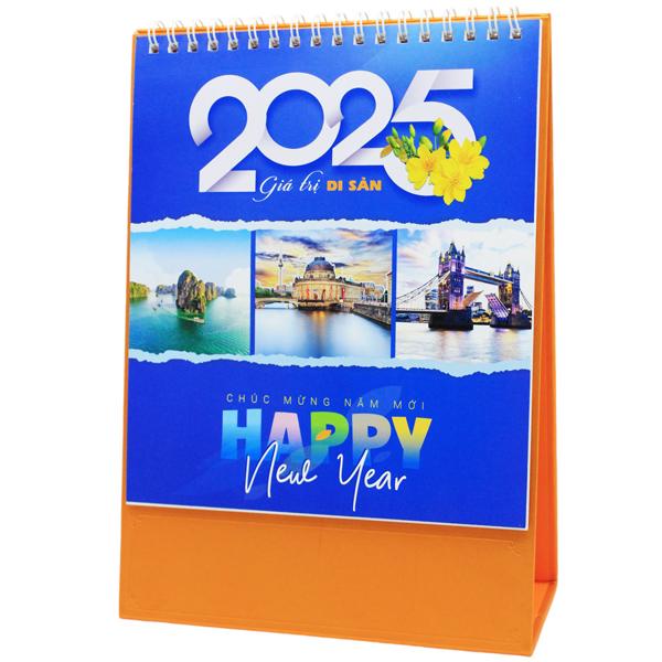 Lịch Bàn Đứng 2025 - Giá Trị Di Sản - Văn Lang VL-LB08 - Đế Màu Cam