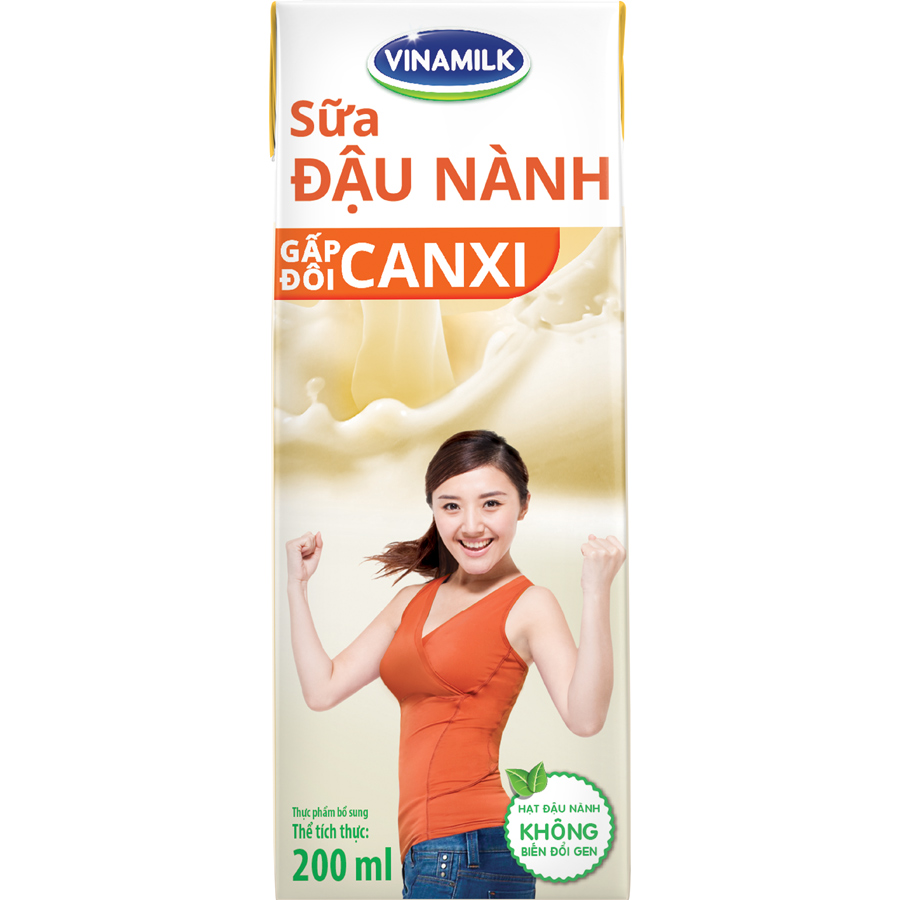 Thùng 48 Hộp Sữa Đậu Nành Vinamilk Gấp Đôi Canxi Có Đường (200ml)