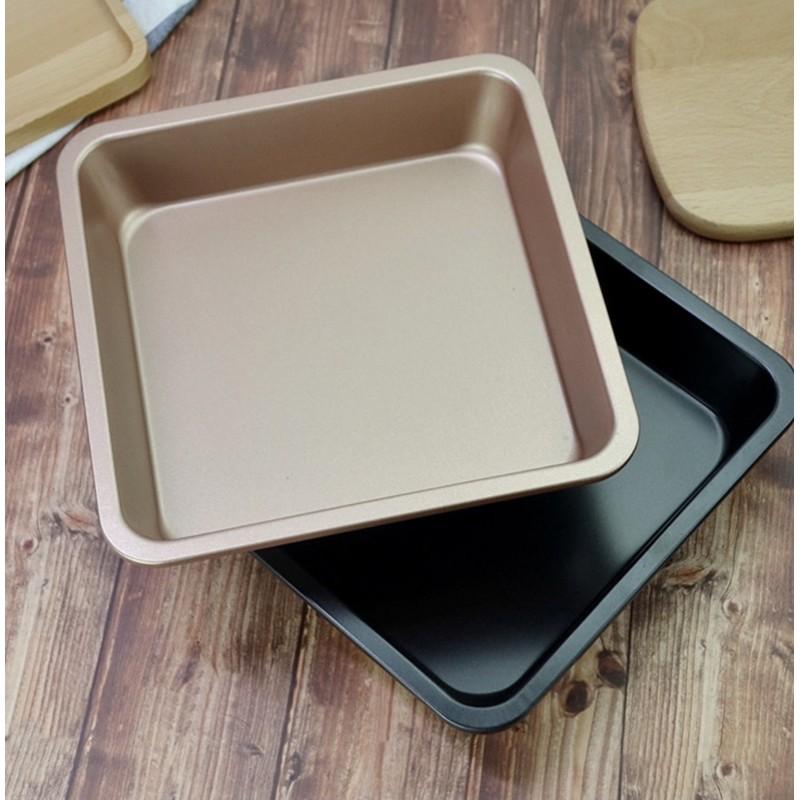 Khuôn vuông chống dính cách thủy, nướng bánh bông lan màu vàng 22*22cm