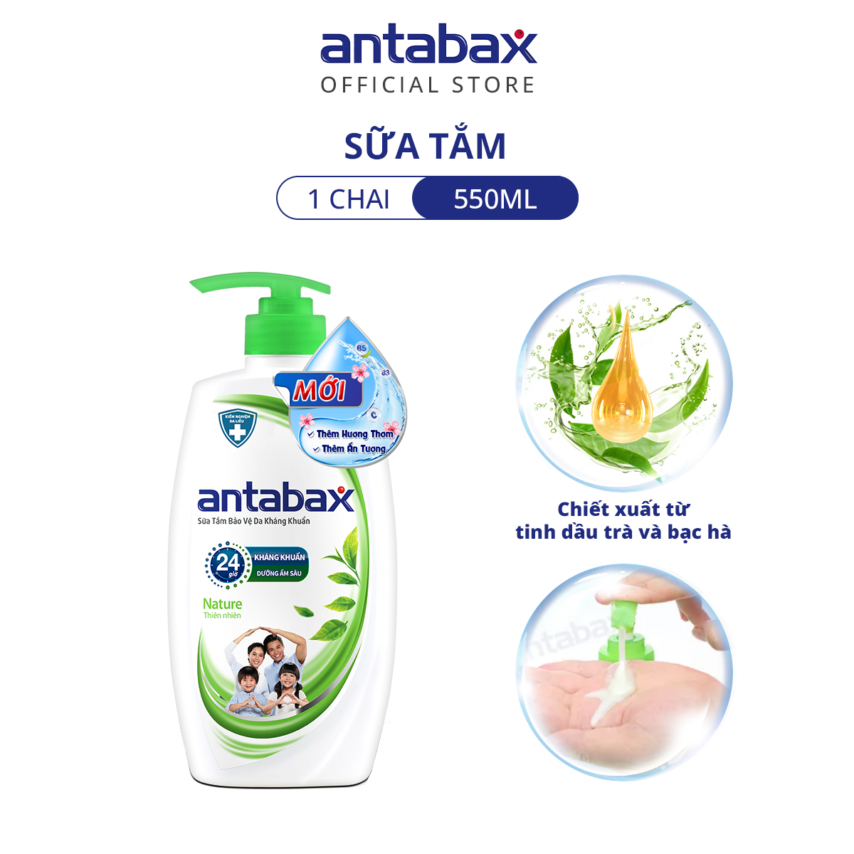 Sữa Tắm Bảo Vệ Da Kháng Khuẩn Antabax Nature Thiên Nhiên 550ml