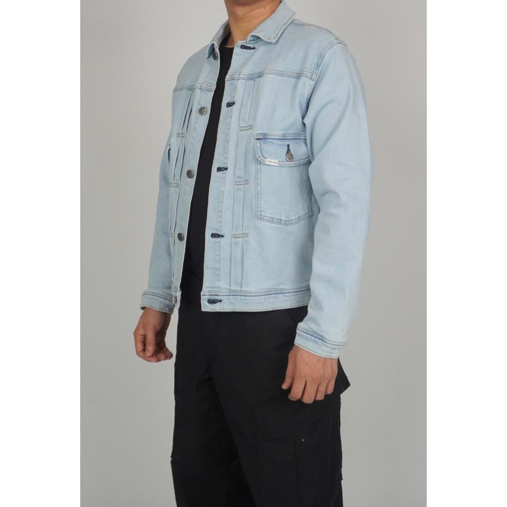 Áo Khoác jean denim, Áo Khoác bò Basic Xếp Ly JK3_ Unisex màu xanh và đen trơn basic dáng suông phong cách | Samma Jeans - Xanh đậm, Xanh đậm