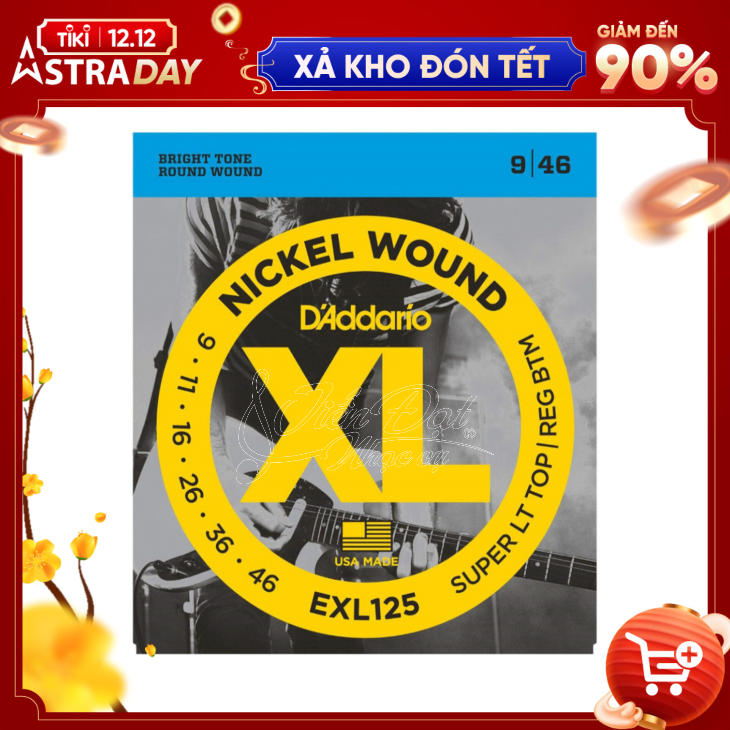 Bộ Dây Đàn Guitar Điện/Electric Guitar D'Addario EXL125 Nickel Wound 9-46 - Hàng Chính Hãng