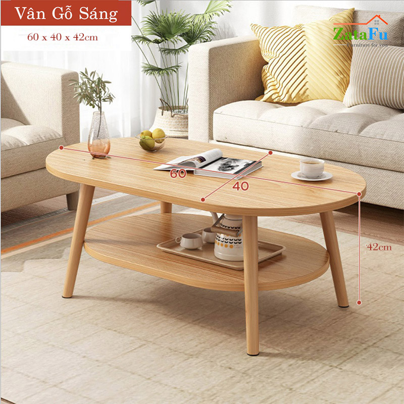 Bàn Trà Sofa Phòng Khách 2 Tầng Chân Gỗ Hiện Đại BSF-07