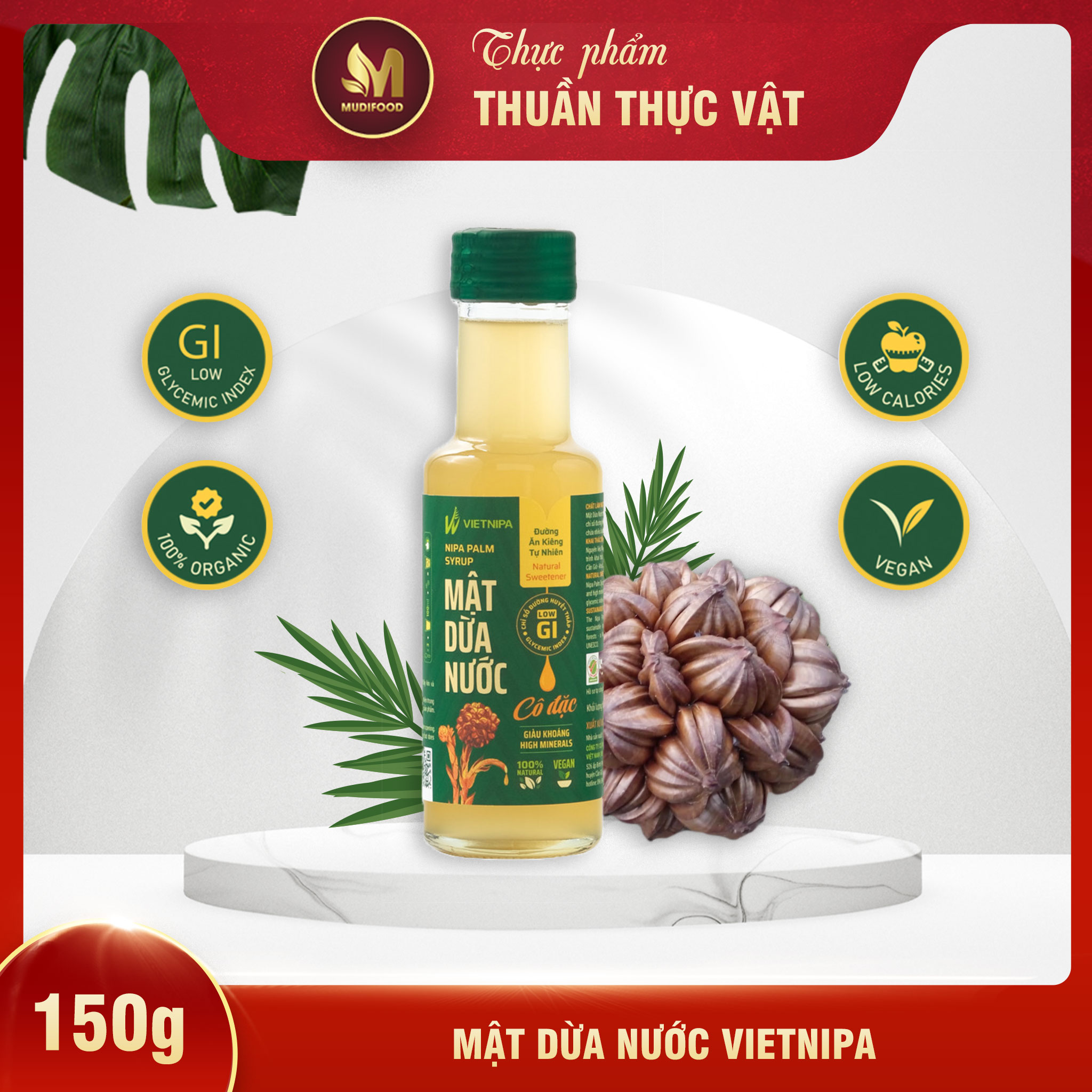 Mật Dừa Nước Vietnipa 150g Tốt Cho Sức Khỏe, Chỉ Số Đường Huyết Thấp