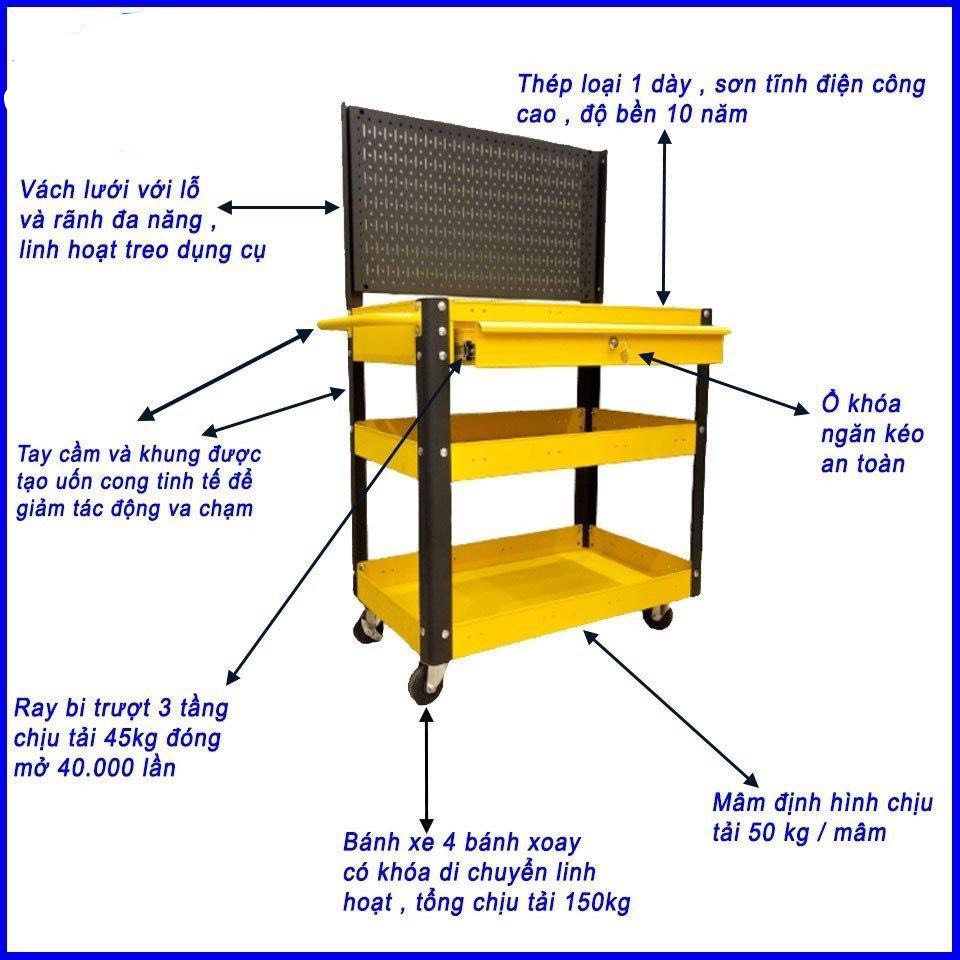 Xe Đẩy Dụng Cụ 3 Tầng DC-01LG