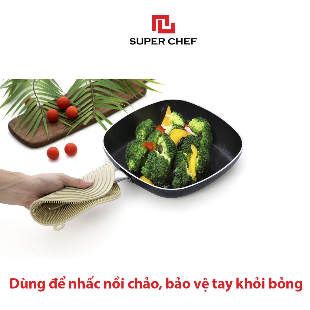 Miếng Lót Nồi Chảo Silicon Đa Năng 3 Trong 1 ( Lót nồi, Nhấc nồi, Rửa Chén Bát) Super Chef Mềm Dẻo Chiu Nhiệt, Siêu Bền Bỉ, Tiện Lợi Và Bắt Mắt