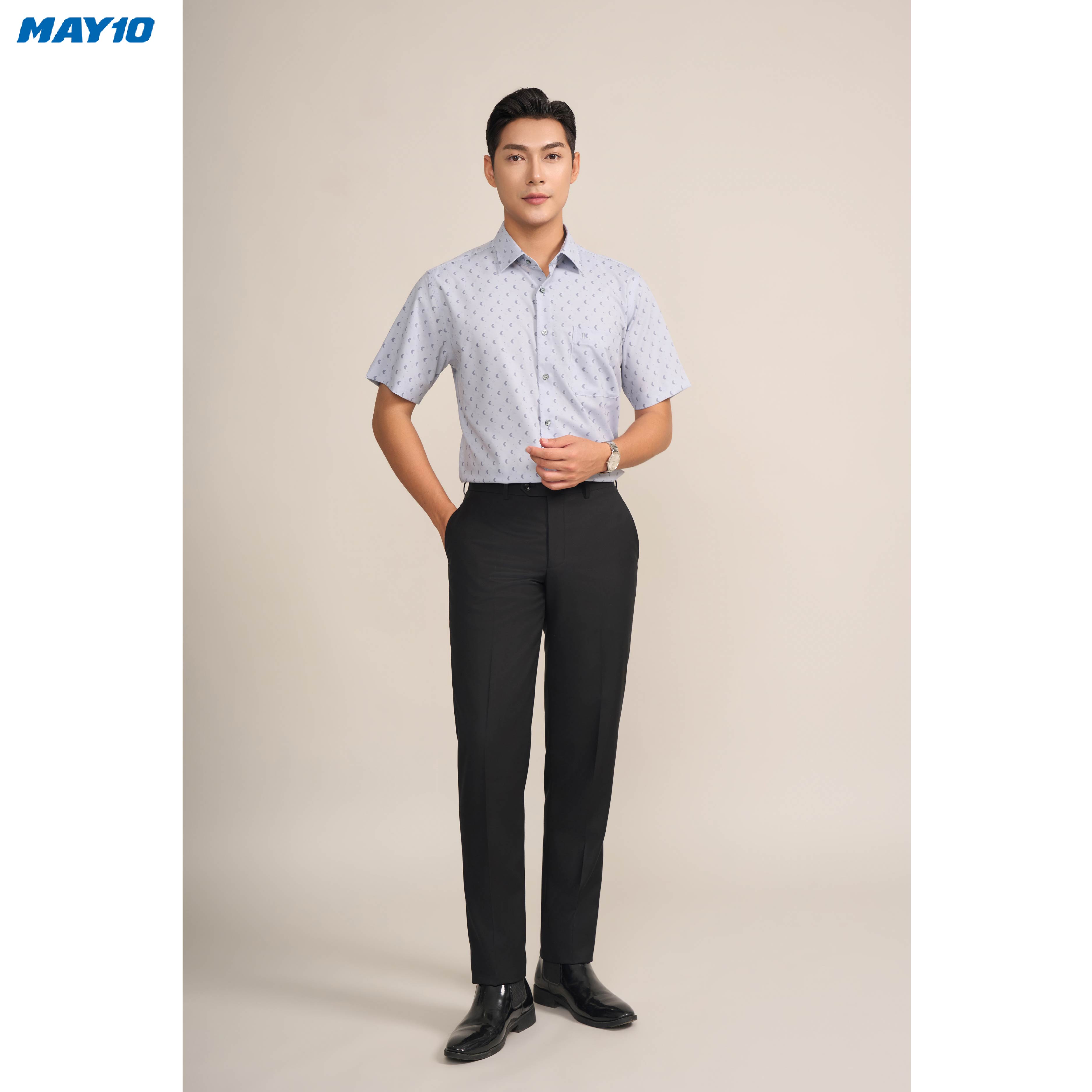 Sơ mi nam cộc tay May10 form RegularFit mã 010124195ONGB AH390