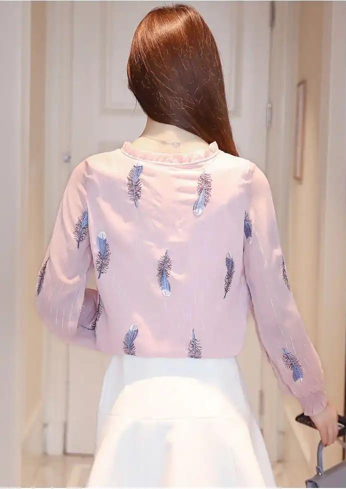 Áo kiểu nữ họa tiết lông vũ BY1056