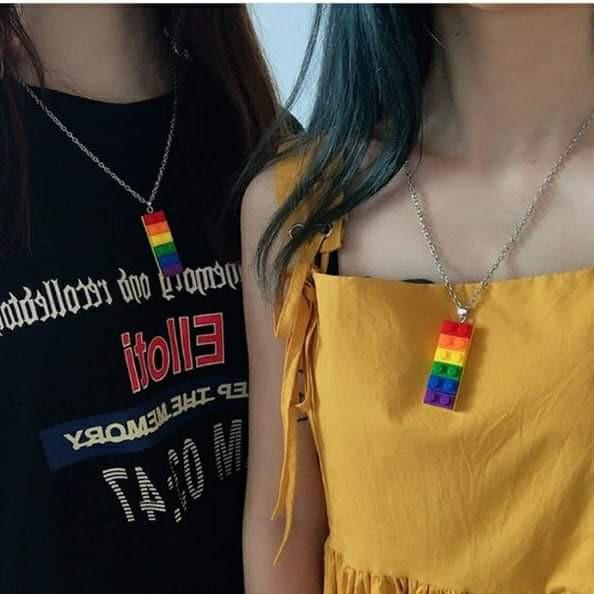 (Tặng dây dự phòng) Dây chuyền mặt cầu vồng LGBT, dây thép TINTAN không rỉ