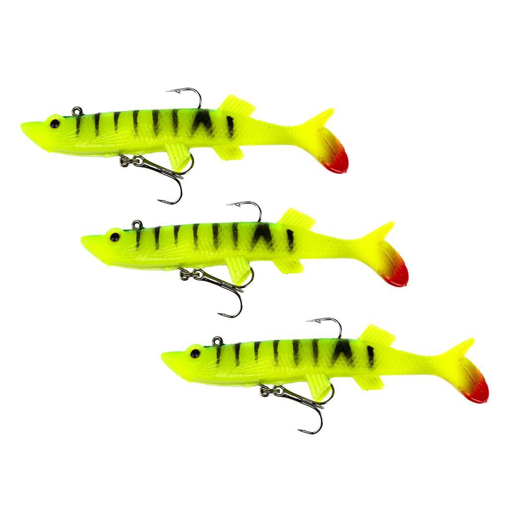 3Pcs Soft Lead Fishing Lures Sinking Swimbaits T Tail Casting Lures 12cm