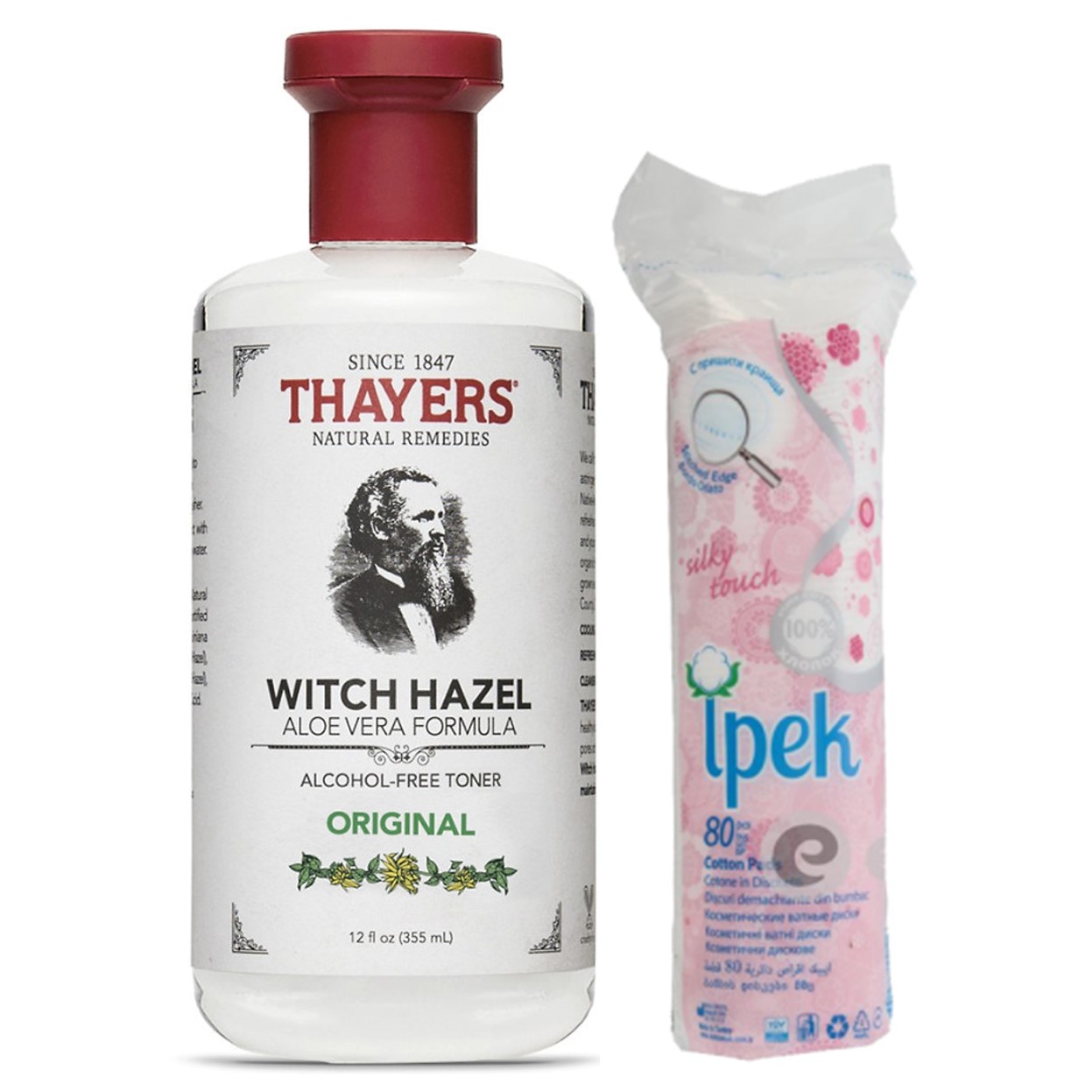 Nước Hoa Hồng Không Cồn Thayers Original 355ml (Dành cho da nhạy cảm, da khô, da thường) + Tặng Túi Bông Tẩy Trang Ipek 80 Miếng