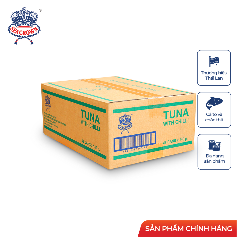 Thùng 48 lon Cá ngừ Sea Crown sốt ớt (date 10/2024)