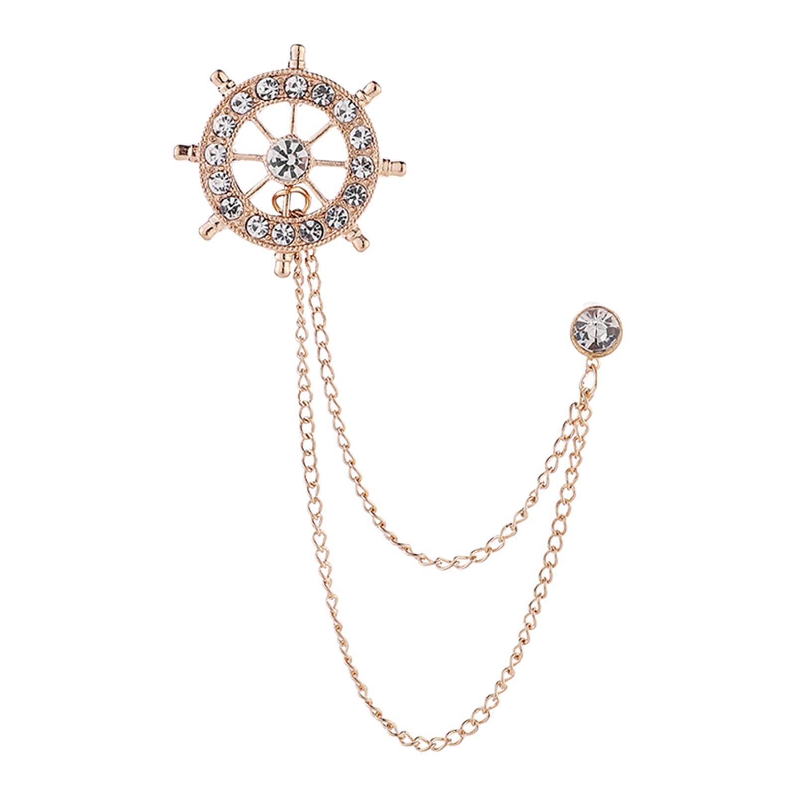 Lapel Pin Brooches Link Chains Pin Tassel Chain Brooch for Tie Men