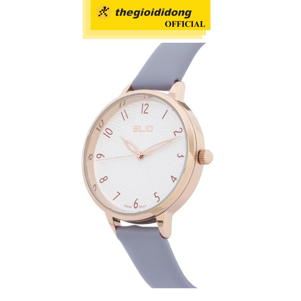Đồng Hồ Kim Nữ Dây Da Elio EL149-02 Tím - Hàng Chính Hãng