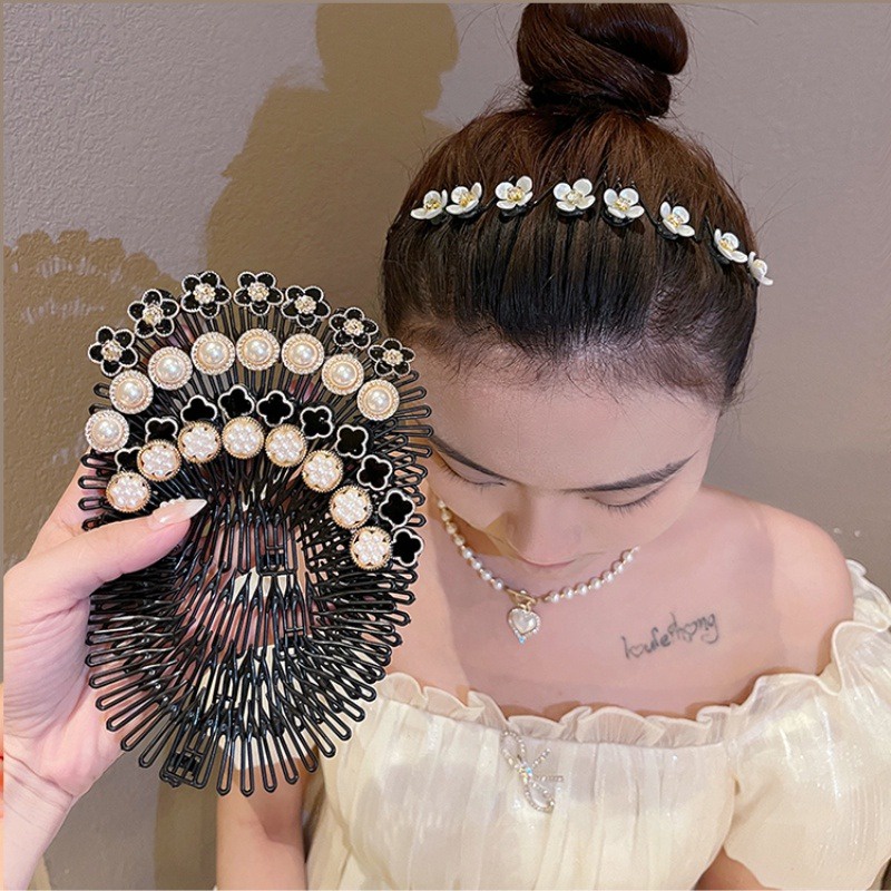 Lược chải tóc hình hoa thời trang hàn quốc, có thể giúp phụ nữ tổ chức lược chải tóc và phụ kiện tóc ở phía trước và phía sau đầu