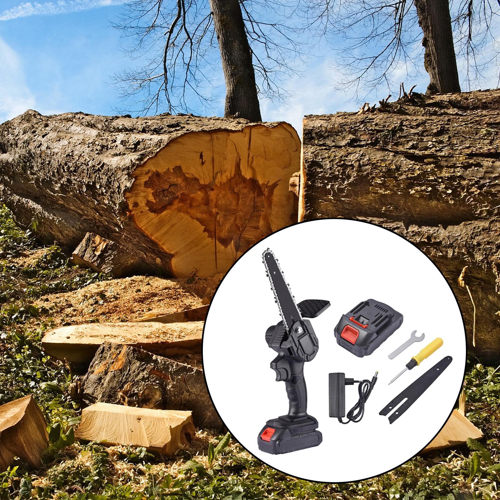 21V Electric Cordless 6inch Chainsaw Wood Cutter Mini Woodworking EU Plug