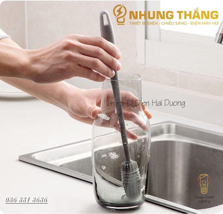 Cọ Vệ Sinh Bình Nước Bằng Silicone - Có Tay Cầm Dài Xoay 360 Độ Đa Năng Tiện Dụng - Có Video