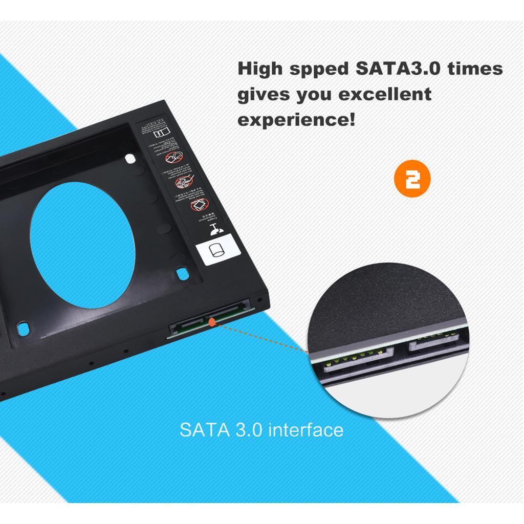 ABS 9.5mm Hard Drive Bay Caddy Sata To Sata Optical Tray Bracket for Laptop