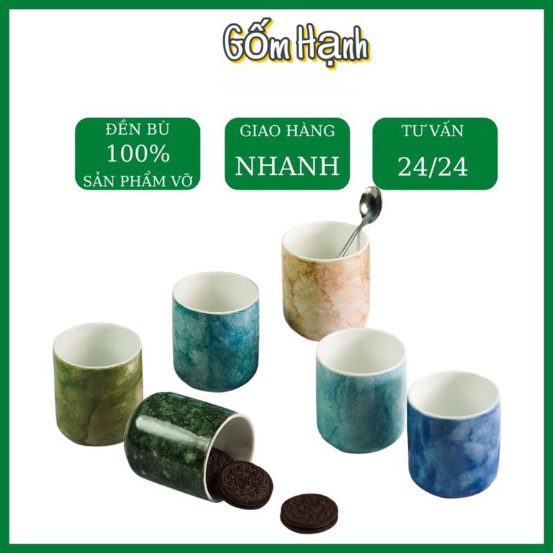 Cốc Ly Sứ Men Đá Vintage Cốc Trụ Không Quai Gốm Bát Tràng Cao Cấp dung tích 200ml