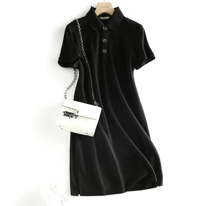 Đầm polo dáng suông cổ sơ mi cộc tay