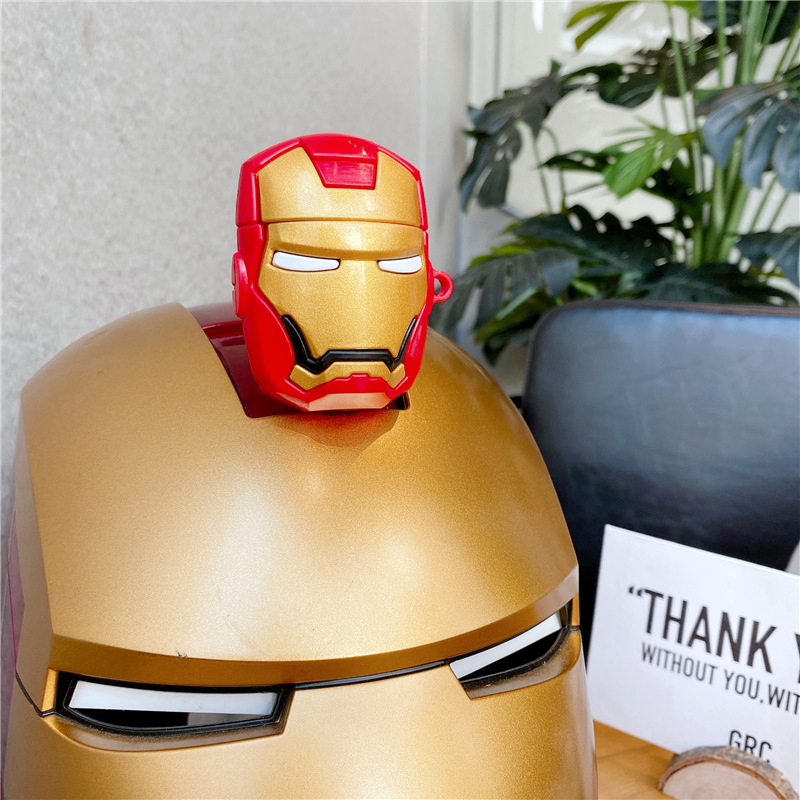 Bao Case Ốp Bảo vệ Cho Airpods 1/ Airpods 2 Hình mặt nạ IRON MAN