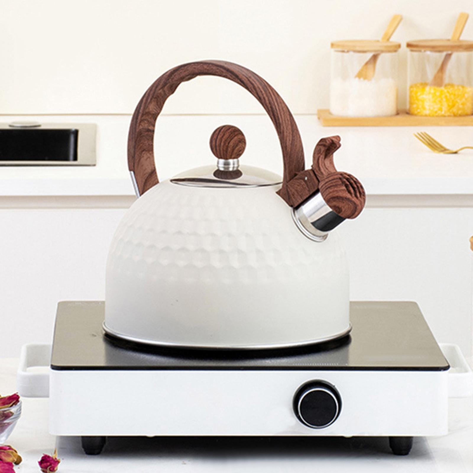 2.5L White Whistling Tea Kettle Water Kettle Stainless Steel Rust-Resistant