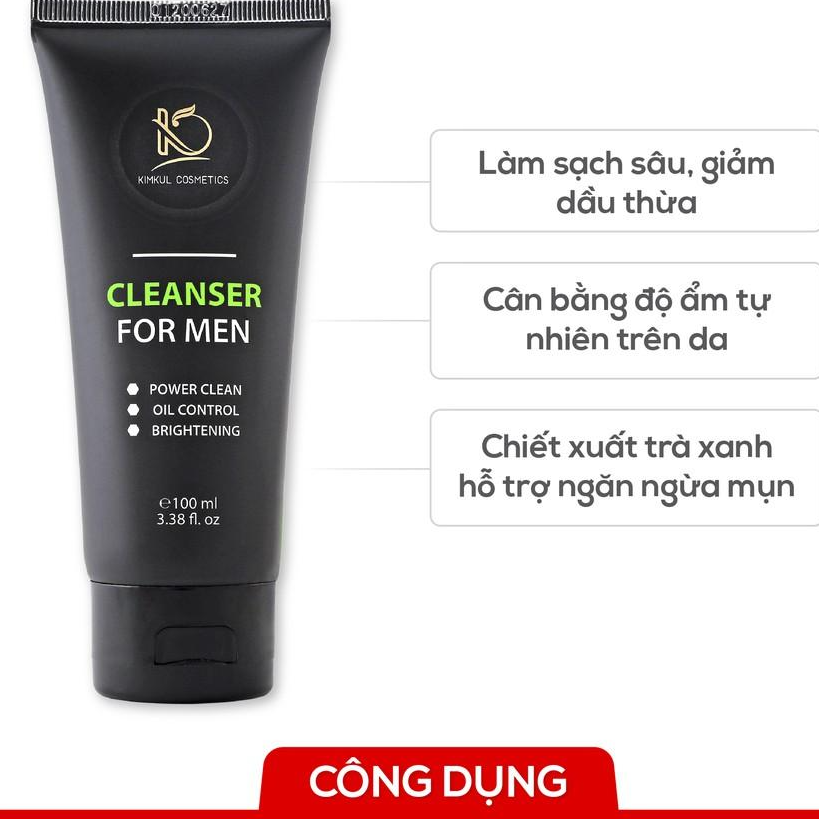 Sữa rửa mặt cho Nam KimKul Cleanser For Men 100ML - Ngăn ngừa mụn, diệt khuẩn, dưỡng ẩm da