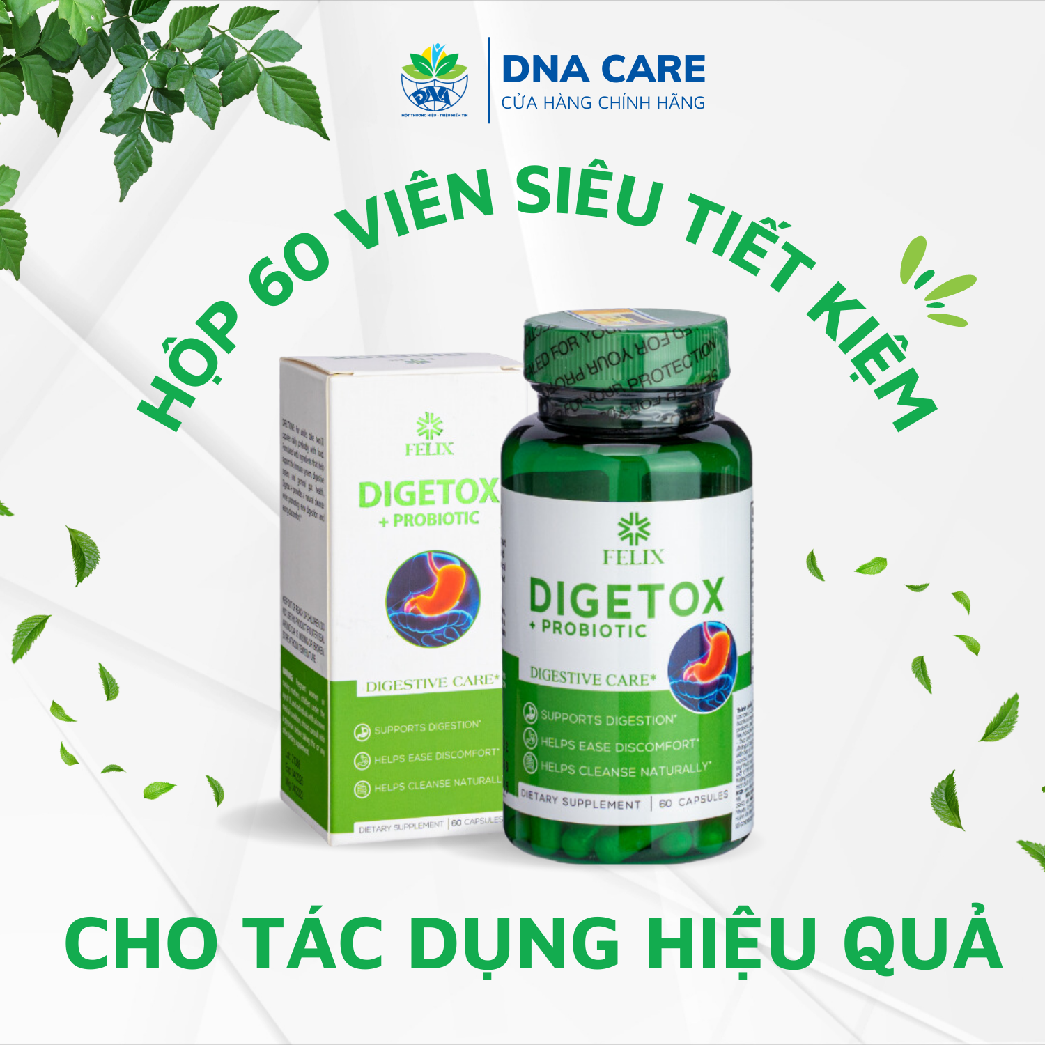 Viên uống bổ sung men tiêu hóa Enzym Digetox Probiotic hộp 60 viên